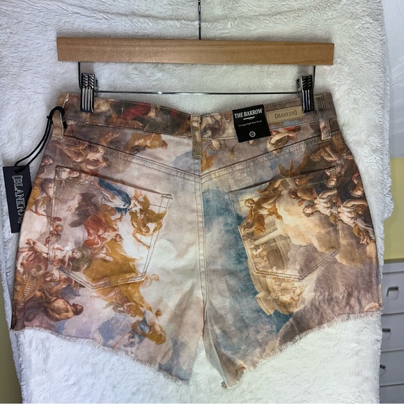 BLANKNYC The Barrow Vatican Vintage High Rise Printed Denim Shorts Angel Cherub - Picture 5 of 15